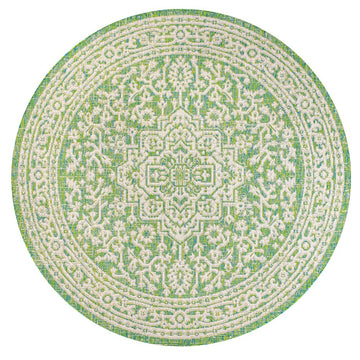 Sinjuri Medallion Textured Weave Indoor/outdoor Round Rug